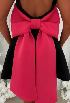 Adore Me More Black Bow Back Mini Dress