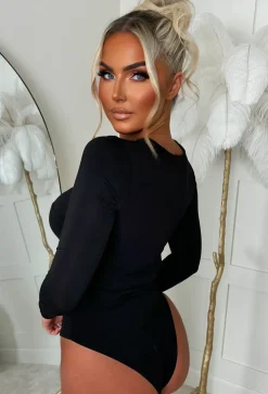 Always You Black Knot Gold Detail Stretch Bodysuit
