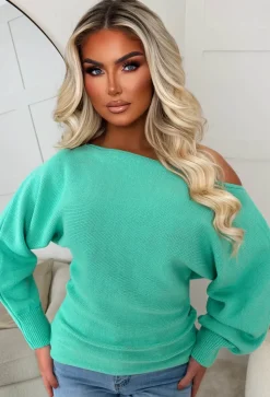 Barely Blush Teal Ultra Soft Off The Shoulder Jumper