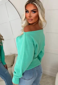 Barely Blush Teal Ultra Soft Off The Shoulder Jumper