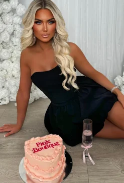Bellarina Black Lace Back Bandeau Puff Ball Dress