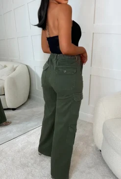 Cargo Revolution Khaki Cargo Wide Leg Stretch Trousers