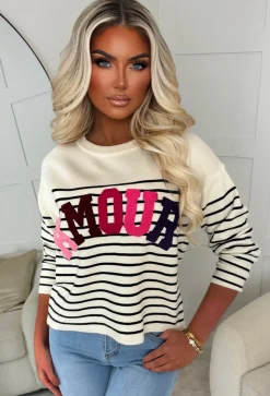 Chic Essence Cream Striped Amour Jumper
