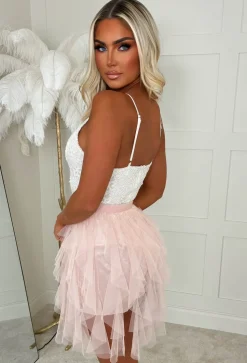 Cloud Haven Light Pink Ruffle Tulle Elastic Waist Skirt