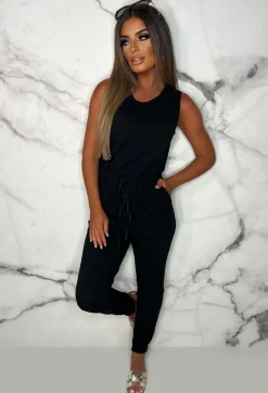 Content Cutie Black Cut Out Stretch Jumpsuit