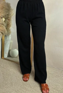 Crimson Crush Black Straight Leg Stretch Trousers