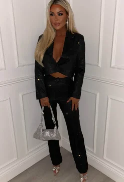Divine Embrace Black Lurex Cropped Blazer