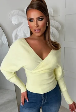 Elsie Yellow V-Neck Wrap Jumper