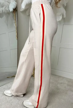 Everyday Thrills Cream Side Stripe Trousers