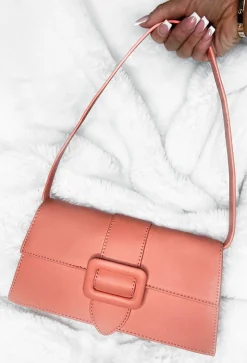 Flirty Babe Coral Top Handle Buckle Detail Bag