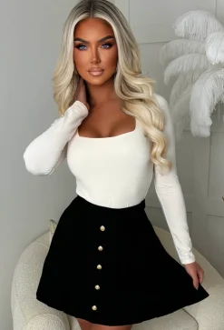Girl Like Me Cream Square Neck Long Sleeve Bodysuit
