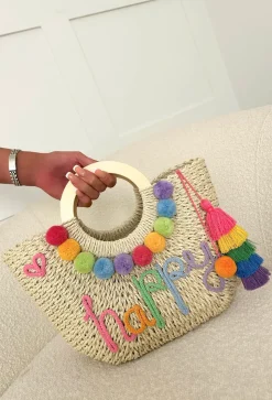 Grecian Glam Multi Embellished Straw Bag
