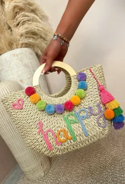Grecian Glam Multi Embellished Straw Bag