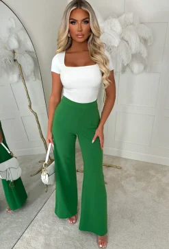 I See Fire Green High Waisted Wide Leg Trousers