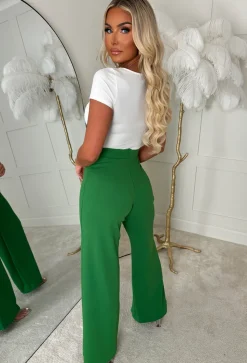 I See Fire Green High Waisted Wide Leg Trousers