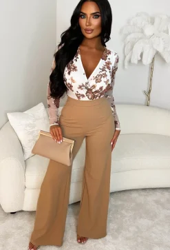 I See Fire Nude High Waisted Wide Leg Trousers