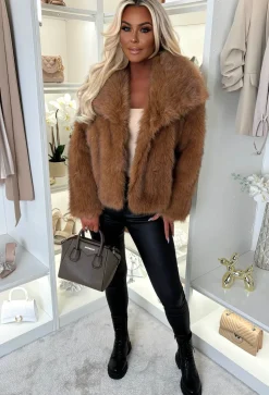 Ionna Rust Ultra Thick Faux Fur Jacket