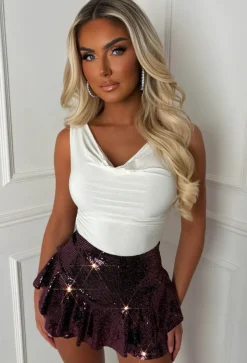 Just Sparkle Burgundy Hot Fix Stretch Frill Skort