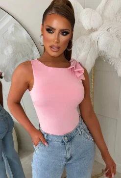 Kiss & Tell Light Pink Bow Stretch Bodysuit