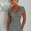 Line Up For Love Black Stripe Square Neck Body Con Dress