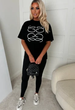 Luxe Girly Black Printed T-Shirt