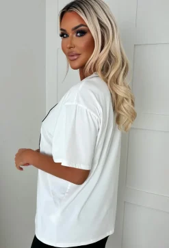 Luxe Girly White Printed T-Shirt