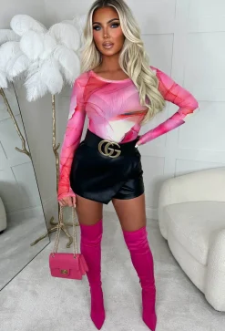 Mermaid Vibes Pink Mesh Bodysuit