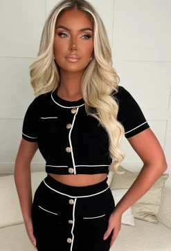 Modern Dreams Black Gold Button Knitted Contrast Co-Ord Set
