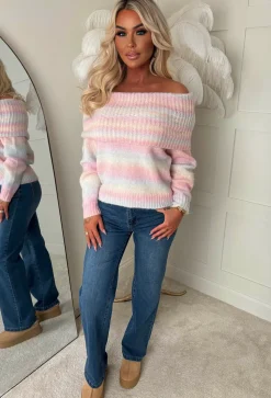 Over The Rainbow Multi Ultra Soft Bardot Jumper