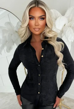 Pretty One Black Printed Stretch Jersey Shirt