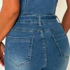 Rodeo Drive Chic Mid Wash Stretch Sleeveless Denim Jumpsuit
