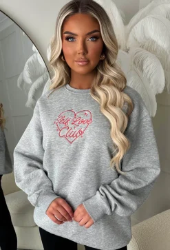 Self Love Grey Embroidered Sweatshirt