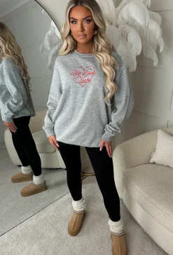 Self Love Grey Embroidered Sweatshirt