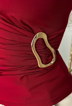 She's Majestic Burgundy Gold Detail Stretch Top