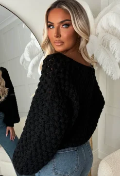 Sophia Black Chunky Knit Cardigan