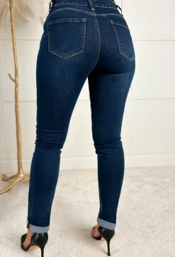 Wild Patch Dark Blue Stretch Sequin Patchwork Leopard Jeans